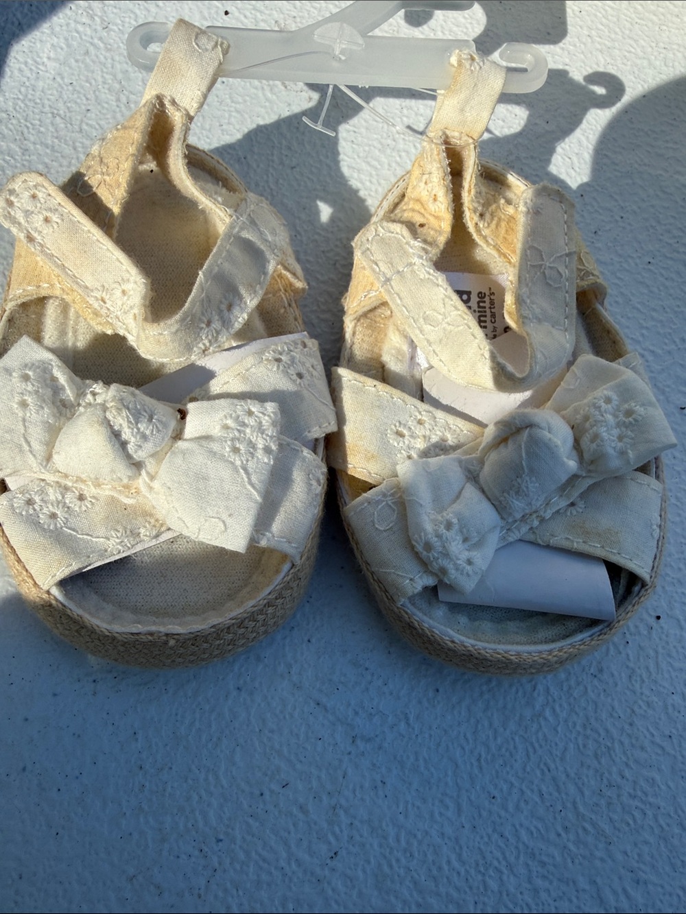 child of mine Cream Bow Espadrille Sandals for Baby